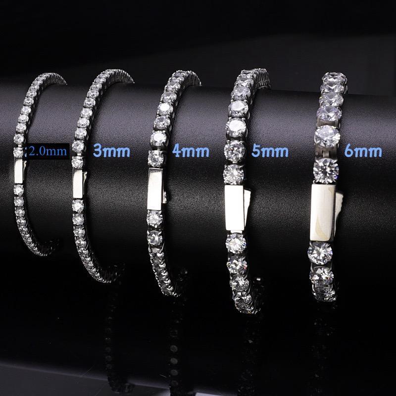 Meisidian Iced Out Moissanite Diamond   Sterling Silver Plated Gold 2mm 3mm 4m 5mm Tennis Chain Necklace