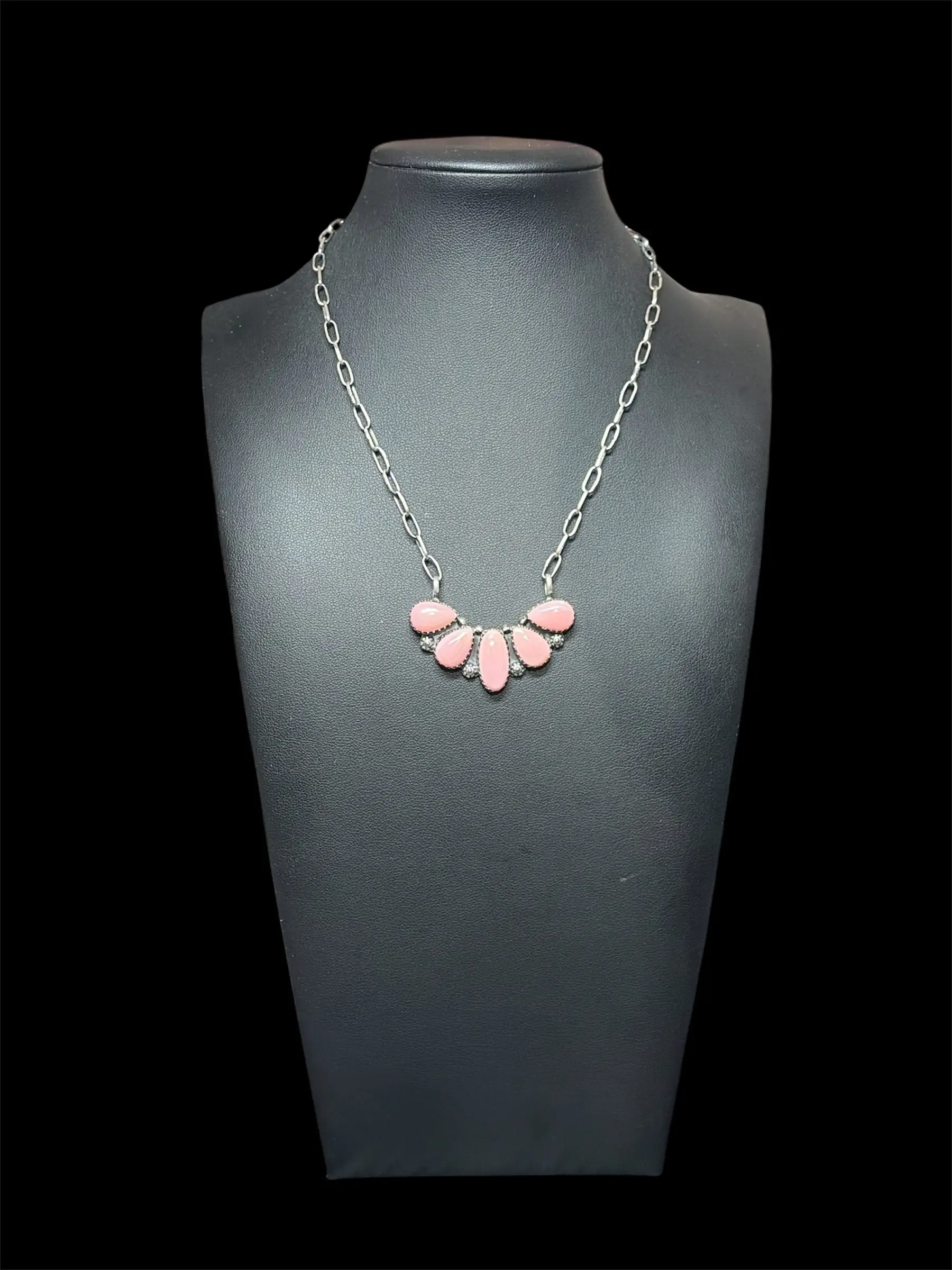 Handcrafted Pink Conch Multi-Stone Bar Necklace