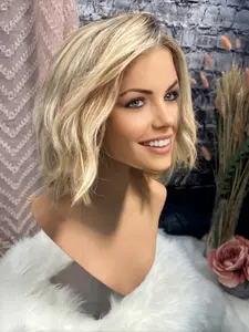 180 Density Natural 14 Inch Gradient Curly Wig, Silk Base, Real Hair Front, Pre-Stretched Baby Hair, No Glue Needed, Glueless Wigs