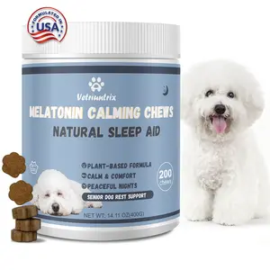 Vetriuntrix Melatonin for Dogs, Calming Chews for Dogs for Sleep Aid, Fireworks, Storms, Thunder, Barking, Separation, Dog Calming Chews with Valerian Root & L-Theanine