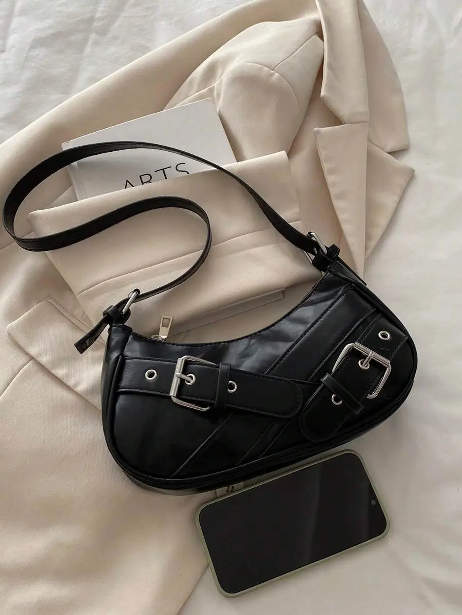Women's Large Capacity Solid Color Shoulder Underarm Crescent Handbag - 2026 Korean Fashion, Minimalist Texture, Casual New Luggage & Bag