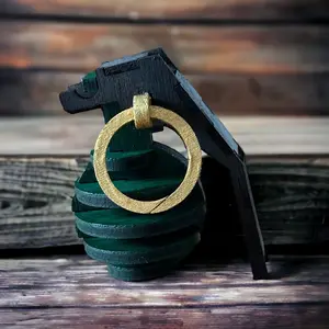 Small wooden grenade puzzle