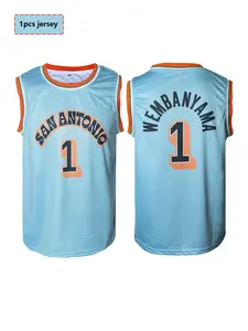 Men's  Figure 1 Embroidery Basketball Jersey, Breathable Basketball Vest, Basketball Jerseys for Outdoor Sports, Men's Sportswear, Athletic Tops
