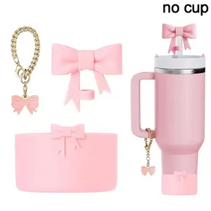 Silicone Straw Cover & Cup Bottom Cover Set, Reusable Straw Cover & Cup Bottom Cover, Drinkware Accessories for 40oz/30oz Cup, Tumbler