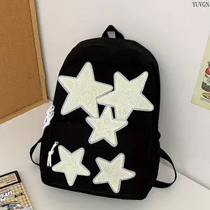 Women's Star Print Laptop Backpack with Tablet Pocket and Adjustable Straps, Durable Nylon Daypack with Multiple Pockets for School, College, Travel & Daily Use, Black