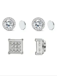 4pcs New Stainless Steel Magnetic Ear Clips Set, Strong Magnetism, Durable Long-Lasting, No Discomfort, Resistant to Oxidation and Color Fading