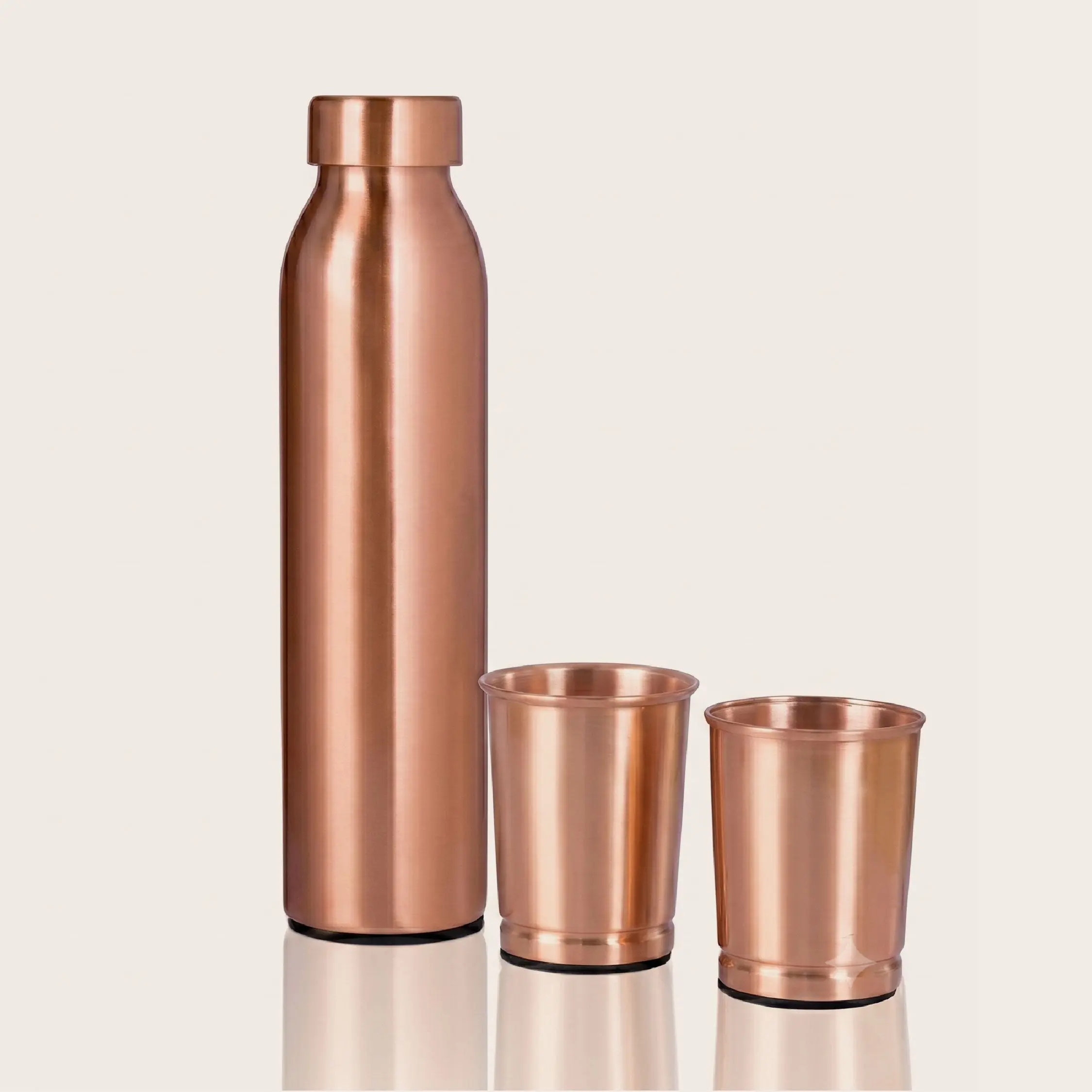 Ayurvedic Drinking Set - Copper Bottle and Cups - Seamless