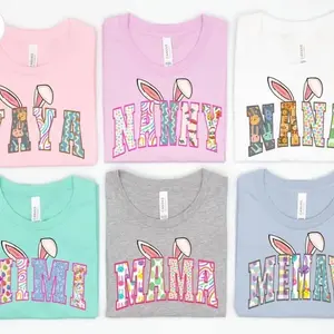 Easter Name T-Shirt Designs - Assorted Colors with Cute Bunny Graphics for Women's Wear - Top, Womenswear