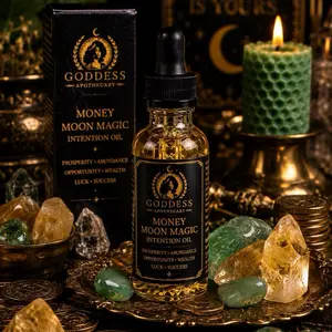 Goddess Apothecary Money Moon Magic Intention Blend Essential Oil - Healthy Woody Fragrance Freshener, Aromatherapy Tool, Wellness Support Popular Herbal Exclusive Ritual body massage