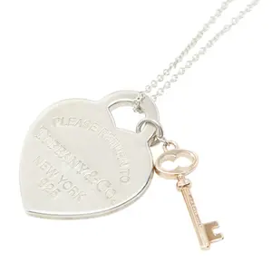 Pre-owned Tiffany & Co. Sterling Silver 925 (Ag925) Small Leather Goods Return To Heart Tag Key Silver Necklace