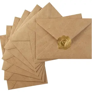 50 Pack A7 Colorful 5x7 Envelopes V Flap Invitation Envelopes for 5x7 Cards, Birthday, Weddings, Graduations, Greeting Cards,  Shower 5.24 x 7.24 Inches (Brown)