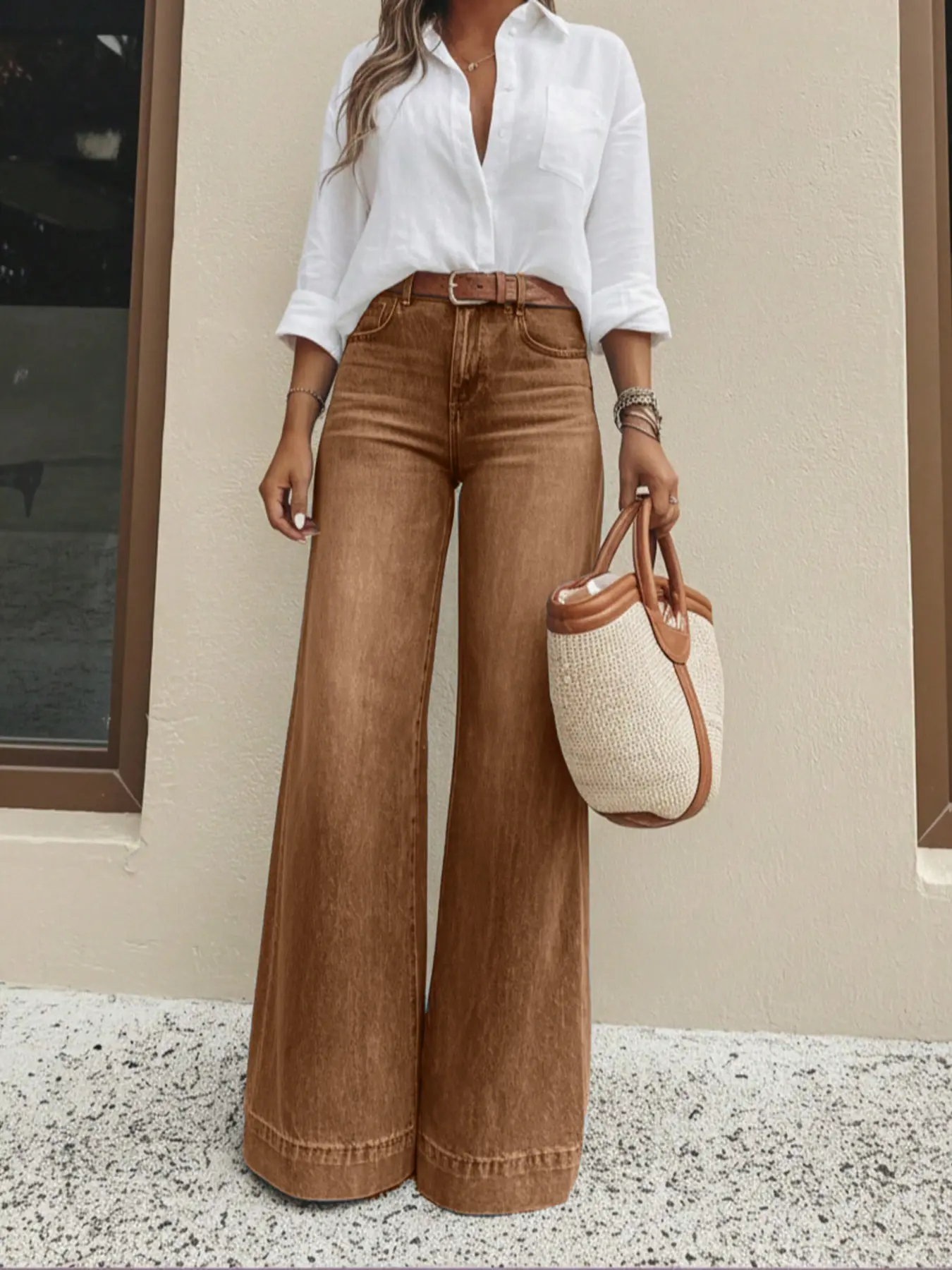 Women's Loose Fit Baggy Oversized Straight Leg Denim Jeans with Pockets, Denim Clothing, Basic, Comfortable and Fashionable, Perfect for Daily Wear, Versatile Casual Style, Womenswear, Everyday, Pants
