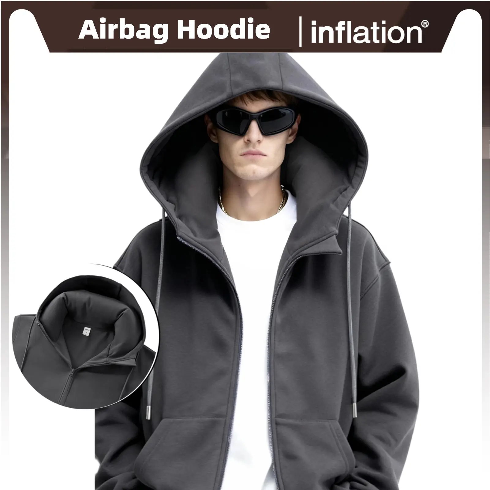 inflation |  airbag hoodie for sleeping anytime and anywhere, on planes, subways, outdoor camping, office lunch breaks, ergonomic memory foam pillow hoodie, replaceable for unlimited use