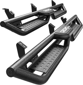 oEdRo Running Boards Compatible with 2024-2025 Toyota Tacoma Double/Crew Cab 4 Full-Size Doors, Two Stair Design Side Step Rails, Powder-Coated Black Carbon Steel Nerf Bars