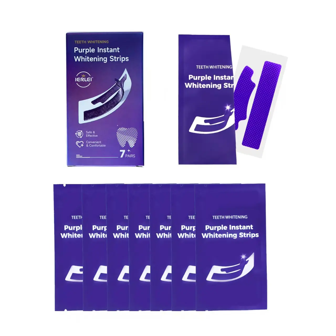 New Purple Box Teeth Strips, Daily Use and Travel OralCleaning Brightening Strips, Refreshing and Sensitive-FreeTeeth Strips, Whitens Teeth, Freshens Breath, Convenient,At-Home Deep Cleaning Strips