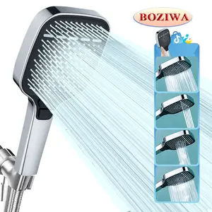 2026 Flagship Upgrade! 4-Level Turbo Boost Handheld Shower Head | 4.72" Extra-Large Panel + 132 Self-Cleaning Nozzles | 4-in-1 Combo Buttons (Rain / Massage / Gentle Rain) | Air-Energy Water-Saving Boost | Explosion-Proof Hose + Wear-Resistant ABS Body