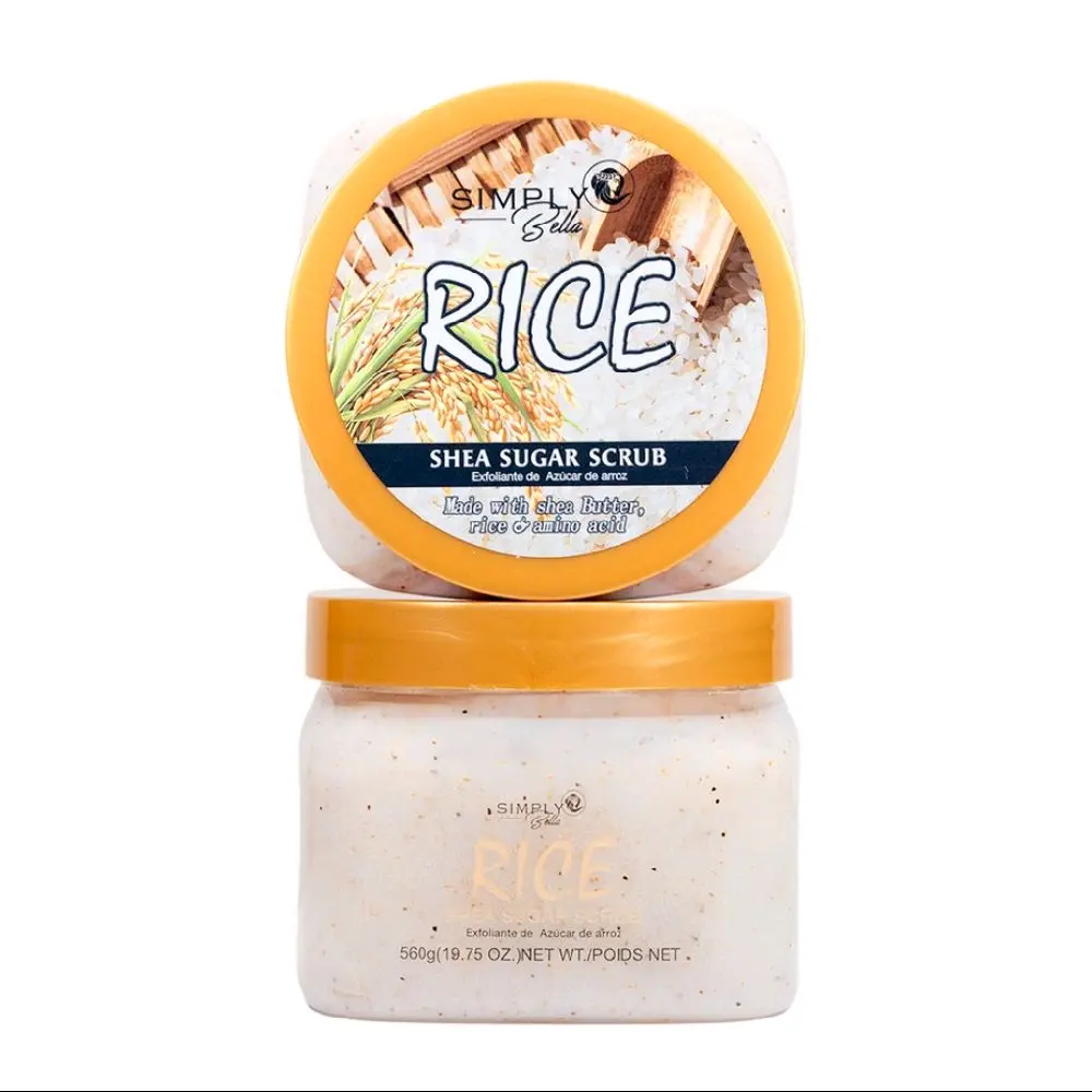 Simply Bella Rice Shea Sugar Scrub for Face & Body, Nourishing Body Care with Aloe & Vitamin C, 56g/1.976 oz, Exfoliates The Body