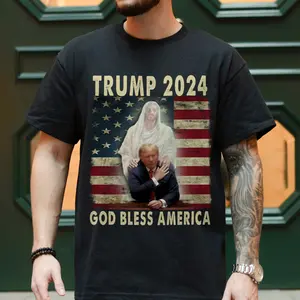 Trummp 2024 God Bless America Shirt, Never Surrender Shirt, Trummp Supporter Tee, Republicans Trummp Lovers Shirt