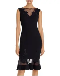 Scuba-Crepe Illusion Dress