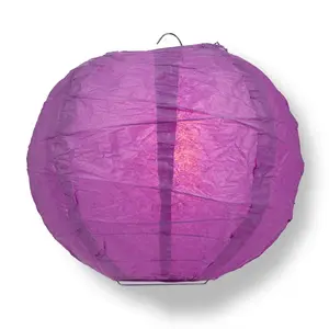 16 Inch Violet / Orchid Free-Style Ribbing Round Paper Lantern