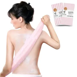 Exfoliating Body Scrubber, Back Scrubber for Shower Japanese Scrub Wash Cloth, Exfoliating Washcloth Towel for Men Women, Body Exfoliator Loofah Luffa Sponge Net Rag Back Washer (Pink)ZAZK120