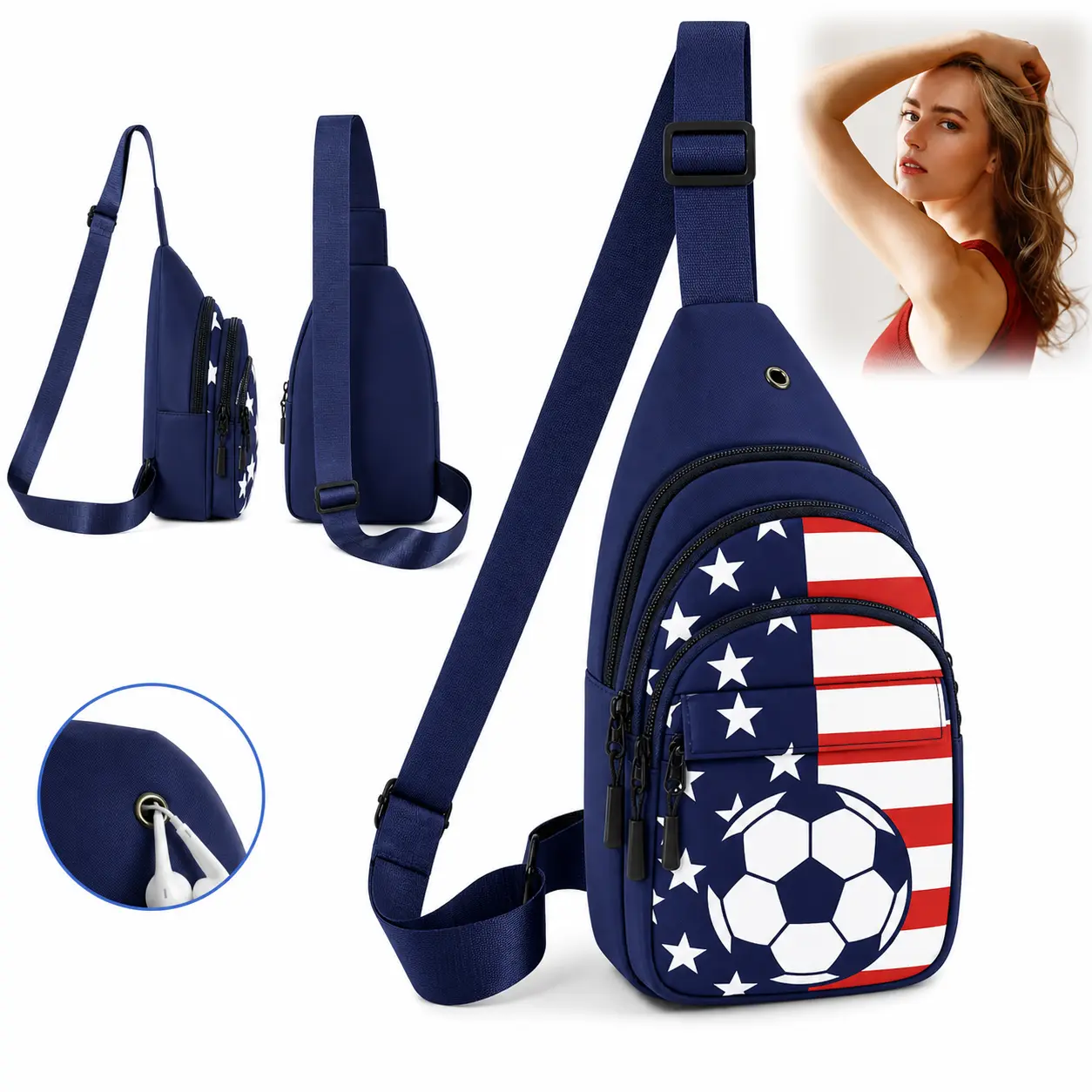 2026 New Lightweight Small Sling Crossbody Chest Bag - Women's & Men's Soccer Fan Party Gift Bag for Hiking & Daily Use