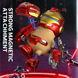 Cute Dual-Form Steel Capybara Magnet Machine, Soft Hamster Transform High-Energy Battle Armor, Detachable Helmet Chest Plate Limbs, Action Figure