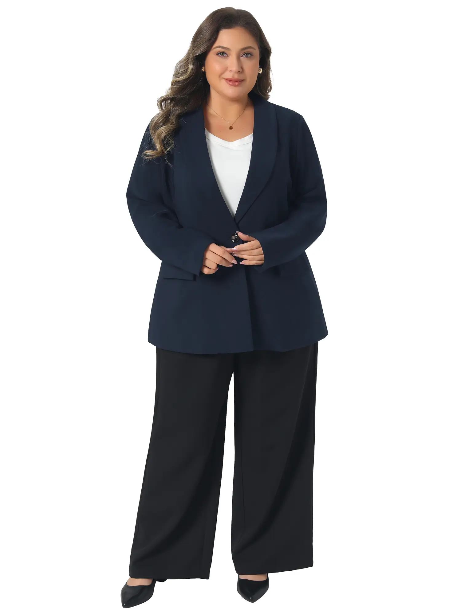 Agnes Orinda Plus Size Blazers for Women Lapel Collar Work Business Casual Outfits Dressy Suit Jacket Blazers