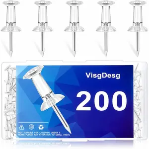 200 Pcs Clear Push Pins Tacks - Decorative Steel Point Thumb Tacks for Bulletin Board Map Photo Office