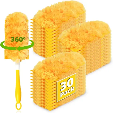 30 Pack 360 Dusters Refills for Swiffer Dusters, Unscented Heavy Duty Duster Kit Disposable Dusters Refills with 1 Handle for Cleaning Furniture, Blinds, Ceiling Fans