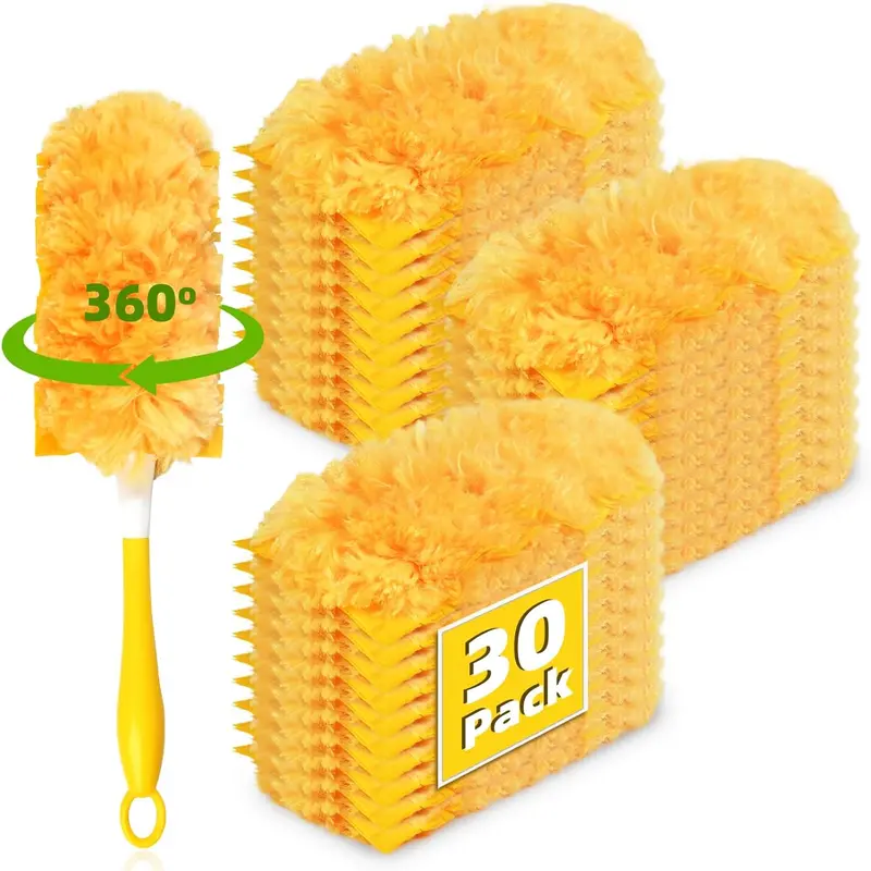 30 Pack 360 Dusters Refills for Swiffer Dusters, Unscented Heavy Duty Duster Kit Disposable Dusters Refills with 1 Handle for Cleaning Furniture, Blinds, Ceiling Fans