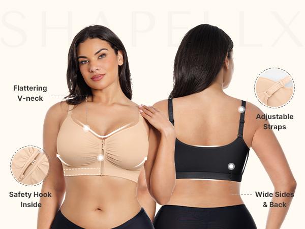 SHAPELLX Bare Essentials Skin Flow Front-Zipper Wireless Bra SHAPELLX Bare Essentials Skin Flow Front-Zipper Wireless Bra