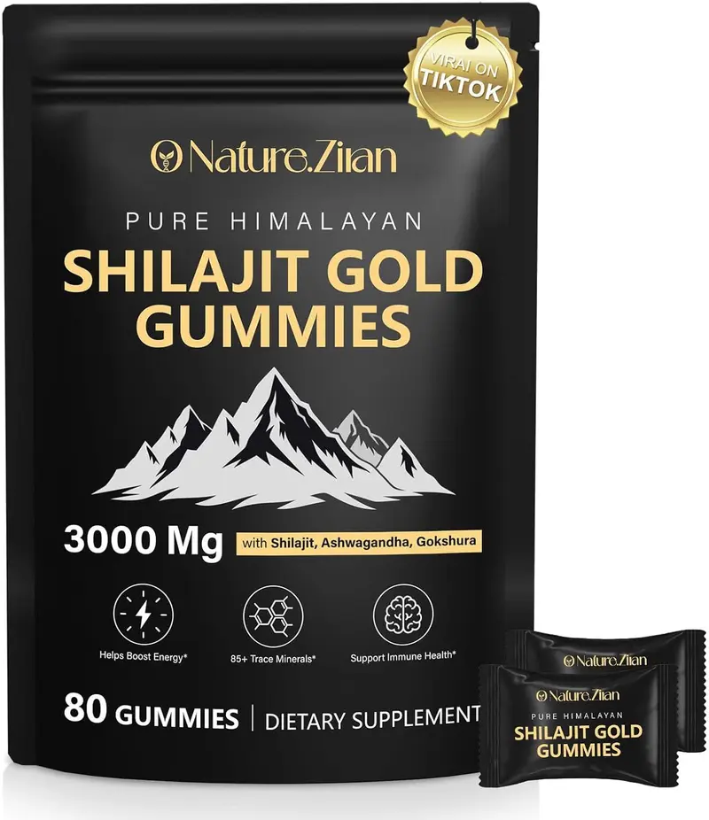 ONatureZiran Shilajit Gummies for Men & Women - Pure Himalayan Shilajit Gold Gummies Rich in Ashwagandha, Gokshura with 85+ Minerals, Authentic Flavor 80 Gummies Fitness Endurance Supplement Nutrition Supplement Strength Healthcare