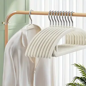 20Pcs combination velvet hanger, heavy duty - non-slip shoulder-free suit hanger, 360 rotating hook, space-saving hanger, round hanger for coats, sweaters, jackets, pants