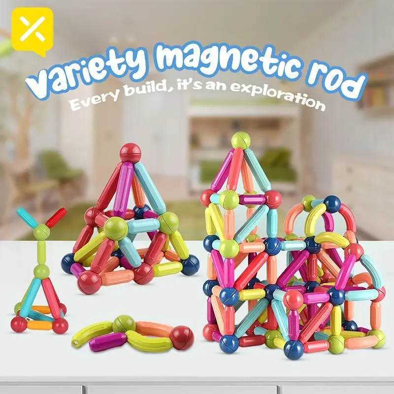 Magnetic Building Blocks for Toddlers & Kids – Montessori STEM Sensory Stacking Set, DIY Magnetic Cubes/Tiles for Ages 3-4 & 5-10, Birthday Gift & Party Favors for Boys Girls, Summer Activity Toy