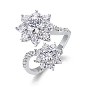 [TW]  1ct Synthetic Moissanite Ring Classic 4 Prong Hidden Halo Setting Solid S925 Sterling Silver alf Iced Out Band 18k Platinum Plated Ring VVS1 D Color Perfect Gift For Her Birthday Valentine Propose (R15327-6.5 )