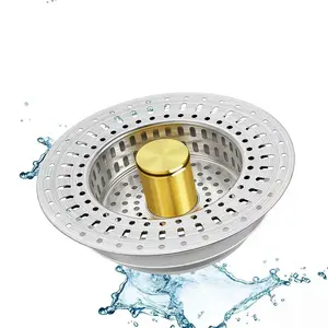 New three-in-one kitchen sink drain filter - spring-loaded anti-clogging sealing plug - with food draining basket