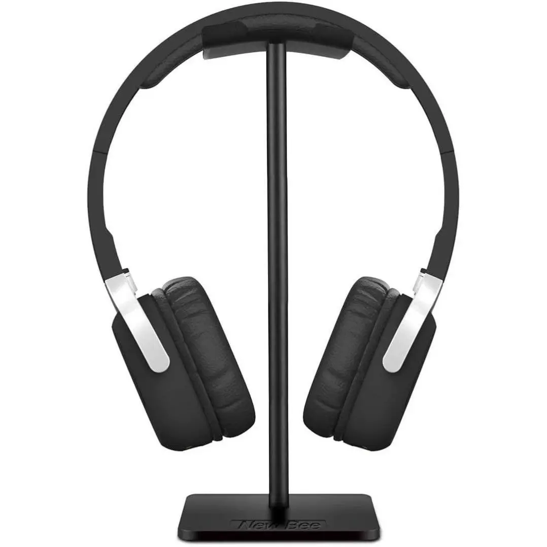 Aluminum Headphone Stand with Flexible Headrest & ABS Base for All Headphones Sizes Black Compact & Stylish Design for Home Office Studio Bedroom