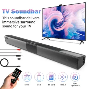 Portable Wireless Soundbar Speaker with Wireless, 4-Speaker System & - Home Theater Audio - Compact TV Speaker for Sound, Compatible with Smartphones/Tablets/Laptops (, Button Control)