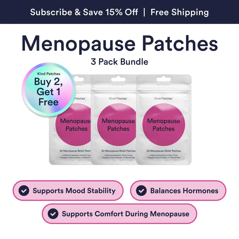 3 Packs of Kind Patches Menopause Patches, Natural Ingredients, Easy To Use, Supports Mood Stability, 3 Months Supply