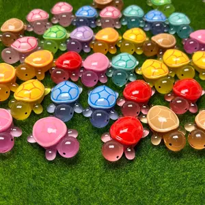 Turtles- Resin charms- Glow in the dark- 5pcs- random colors.