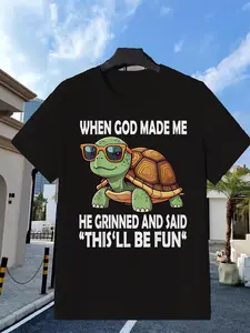 Humorous Turtle Graphic Tee - When God Created Me,