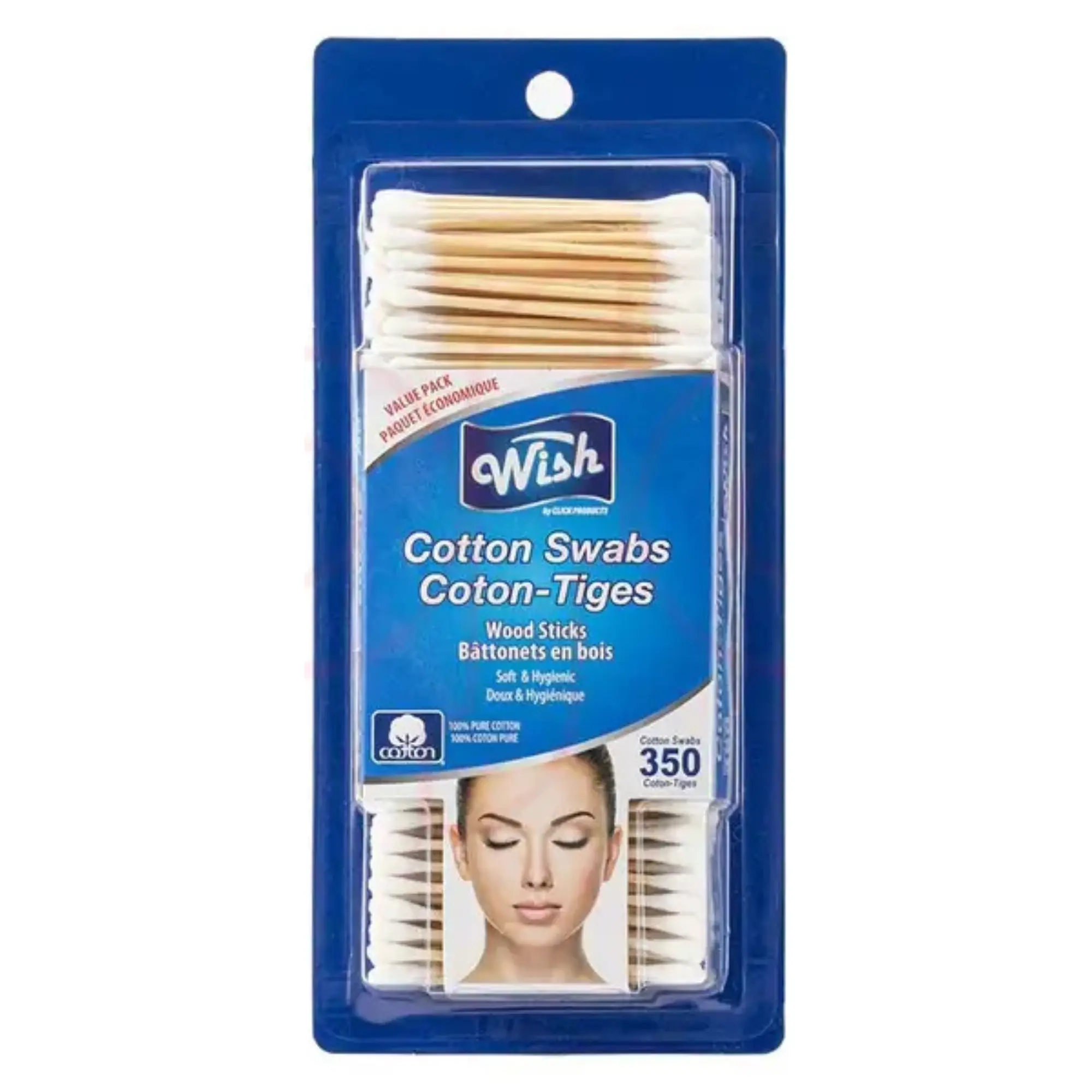 Wish Cotton Swabs 350CT Soft Cotton Wood Stick Value Pack
