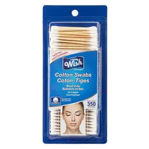 Wish Cotton Swabs 350CT Soft Cotton Wood Stick Value Pack