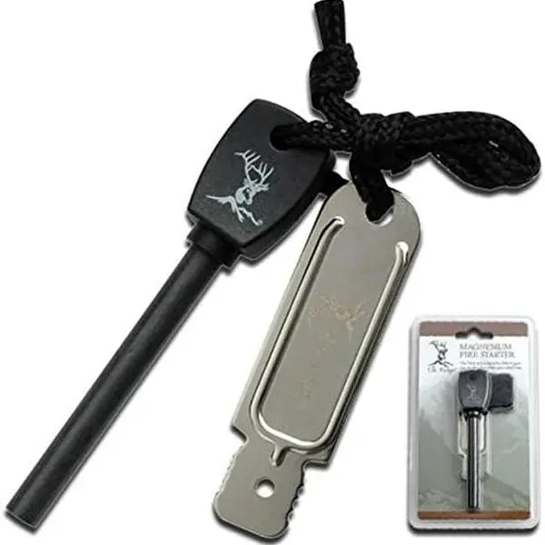 Elk Ridge ER-153OR Survival Fire Starter, Pocket-Size Portable Outdoors Tool with Magnesium Flint, Striker, Reliable Ignition, Camping & Hunting Gear (Portable Lighters & Fire Starters)