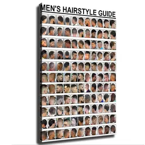 Men's Hairstyle Guide Barber Canvas Poster Modern Aesthetic Picture Wall Art Home Office Decoration Holiday Gift (Unframed,16*24inch)