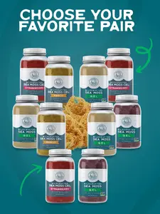 Herbal Vineyards Wildcrafted Sea Moss Gel Bundle – 2 Jars (Mix & Match Flavors) – Organic, Vegan, Non-GMO – Ships Cold & Fresh
