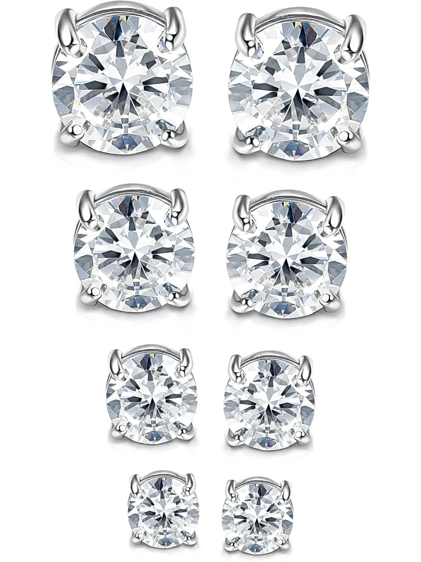 Magnetic Earrings for Men & Women, Casual Party Daily, Modern, Shiny Round Cubic Zirconia Studs, Hypoallergenic Stainless Steel, Perfect for All Seasons