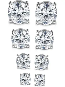 Magnetic Earrings for Men & Women, Casual Party, Shiny Round Cubic Zirconia Studs, Hypoallergenic Stainless Steel, Perfect for All Seasons