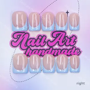 Delicatething Y2K Style Nail Set, Handmade Nails, Handmade French Design, Includes Jelly Glue, Crystal Stick, File, Perfect Gift for Women